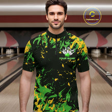 Load image into Gallery viewer, Custom Green And Yellow Camo Men Bowling League Shirt, Bowlers Jerseys Tournament Outfit IPHW10620