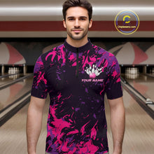 Load image into Gallery viewer, Custom Purple And Pink Camo Men Bowling League Shirt, Bowlers Jerseys Tournament Outfit IPHW10621