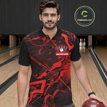 Load image into Gallery viewer, Custom Black And Red Lightning Crack Modern Bowling Team Polo Shirt For Men And Women IPHW11097