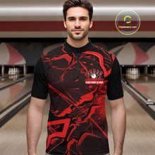 Load image into Gallery viewer, Custom Black And Red Lightning Crack Modern Bowling Team Quarter-Zip Shirt For Men And Women IPHW11097
