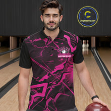 Load image into Gallery viewer, Custom Black And Pink Lightning Crack Modern Bowling Team Polo Shirt For Men And Women IPHW11099