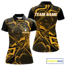 Load image into Gallery viewer, Custom Black And Yellow Lightning Crack Modern Bowling Team Polo Shirt For Women And Women IPHW11100