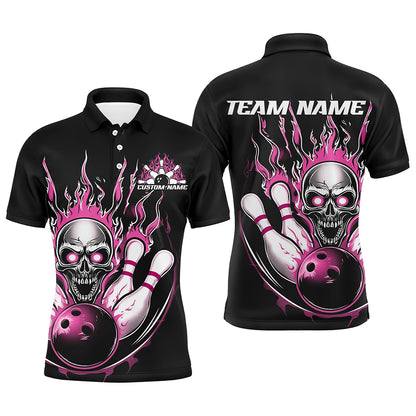 Custom Multi-Color Flame Skull Bowling Team Shirts For Men And Women, Flaming Bowling Jerseys Bowlers Outfit IPHW6555