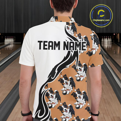 Custom Funny Border Collie Dog Men Bowling Team Shirt, Dog Lovers Bowling Uniform IPHW10322