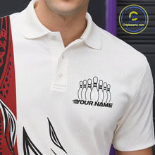 Load image into Gallery viewer, Custom Red Tribal Polynesian Pattern Men Bowling Team Shirt, Maori Style Bowling Outfit IPHW10326