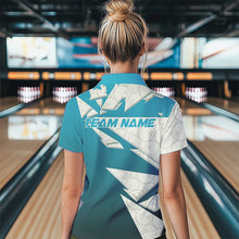 Load image into Gallery viewer, Custom White And Blue Bowling Team Women Quarter-Zip Shirt, Bowling Ball Pattern Outfit IPHW8741