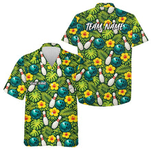 Load image into Gallery viewer, Custom Tropical Leaves And Hibiscus Flower Hawaiian Bowling Shirts For Men And Women IPHW10850