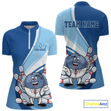 Load image into Gallery viewer, Custom Blue Doctor Bowling Quarter-Zip Shirts For Women, Funny Doctor Bowling Jerseys IPHW9239