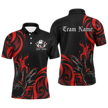 Load image into Gallery viewer, Custom Black And Red Flame Bowling Shirts For Men, Bowling League Shirts Team Jerseys IPHW7322