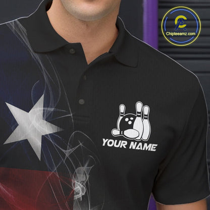 Custom Smoke Texas Flag Bowling Men Team Shirts, Patriotic Texas Bowling Jerseys IPHW10625