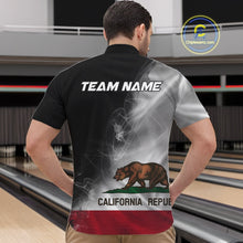 Load image into Gallery viewer, Custom Smoke California Flag Bowling Men Team Shirts, Patriotic California Bowling Jerseys IPHW10629