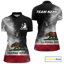 Load image into Gallery viewer, Custom Smoke California Flag Bowling Women Team Shirts, Patriotic Bowling Jerseys IPHW10629