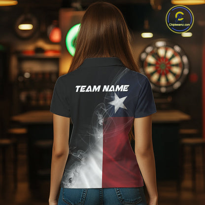 Custom Smoke Flame Texas Flag Patriotic Darts Shirt For Women, Dart League Team Jerseys IPHW10631