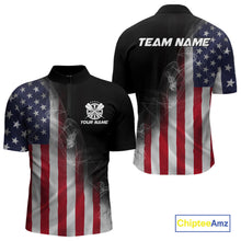 Load image into Gallery viewer, Custom Smoke Flame US Flag Patriotic Darts Shirt For Men, American Dart Team Jerseys IPHW10630