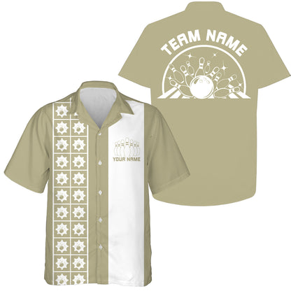 Custom Retro Style Bowling Button Up Shirt, Vintage Bowling Hawaiian Team Shirt IPHW10080
