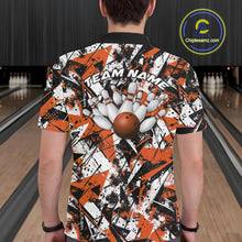Load image into Gallery viewer, Custom Graffity Orange Camo Bowling Team Men Polo Shirts, Camouflage Bowling Jerseys IPHW10216