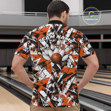 Load image into Gallery viewer, Custom Graffity Orange Camo Bowling Team Men Quarter-Zip Shirts, Camouflage Bowling Jerseys IPHW10216