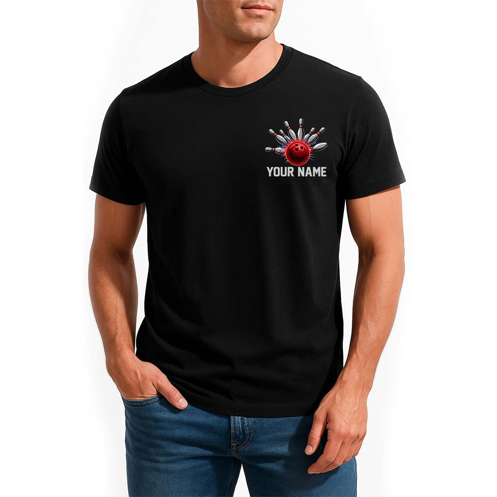 Custom Bowling T-Shirts For Men, American Flag Patriotic US Bowling Team Outfit IPHW9069
