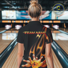 Load image into Gallery viewer, Custom Flame Bowling Team Quarter-Zip Shirts For Women, Bowling Tournament Team Outfit IPHW9287