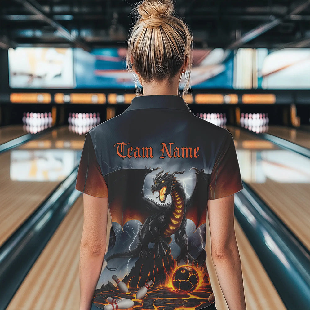 Custom Thunder Lightning Dragon Bowling Quarter-Zip Shirts For Women Bowling Team Shirt IPHW8300