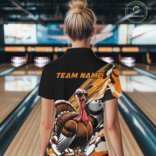 Load image into Gallery viewer, Black And Yellow Camo Custom Funny Turkey Ladies Bowling Shirts, Thanksgiving Bowling IPHW7881