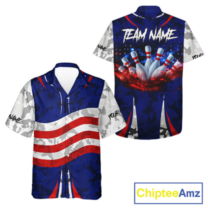 Camo American flag bowling jersey custom Hawaiian bowling shirts, bowling league shirts NQS11401