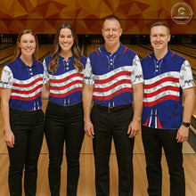 Load image into Gallery viewer, Camo American flag bowling jersey custom Women bowling polo, 1/4 zip shirts, bowling league shirts NQS11401
