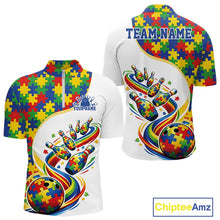 Load image into Gallery viewer, Custom Colorful Puzzles Autism Awareness Bowling Men Quarter-Zip Shirt, Autism Acceptance Shirt IPHW11198