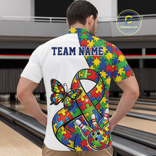 Load image into Gallery viewer, Custom Colorful Autism Awareness Butterfly Ribbon Bowling Men Shirt, Puzzles Jersey IPHW11201