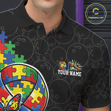 Load image into Gallery viewer, Custom Colorful Autism Awareness Butterfly Ribbon Bowling Men Shirt, Puzzles Jersey IPHW11202
