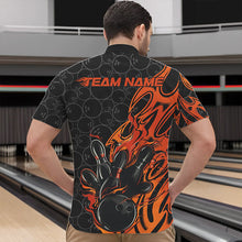 Load image into Gallery viewer, Custom Black And Orange Tribal Flame Bowling Team Men Quarter-Zip Shirts, Bowling Pattern Outfits IPHW8816