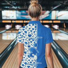 Load image into Gallery viewer, Blue Bowling Heartbeat Pulse Line Custom Valentines Day Bowling Quarter-Zip Shirt For Women IPHW8333