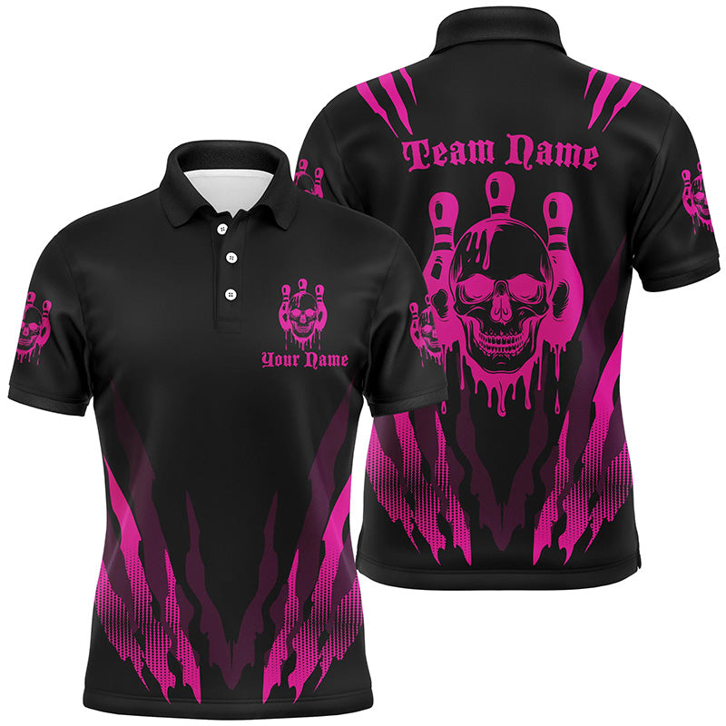 Custom Bowling Shirts For Men And Women, Multi-Color Bowling Pin Skull Team Shirts Tournament Jerseys IPHW6585