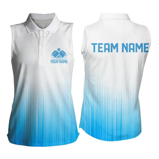Custom Blue Pickleball Team Women's Sleeveless Polo Shirts, Pickleball League Shirt IPHW8114