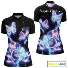 Load image into Gallery viewer, Custom Holographic Butterfly Women Bowling Team Shirts, Ladies Bowling League Shirt IPHW10912