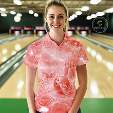 Load image into Gallery viewer, Custom Elegant Red Roses And Butterfly Women Bowling Polo Shirts, Ladies Outfit IPHW10936