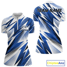 Load image into Gallery viewer, Blue and white sports jersey with lightning bolt pattern on a white background, featuring 'Chiptee Amz' branding.