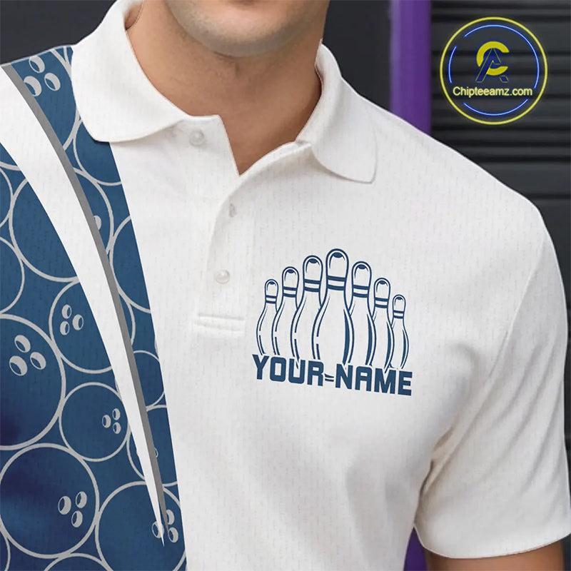 Black And Navy Blue Custom Retro Bowling Shirts For Men, Classic Vintage Bowling Team Shirt IPHW7413