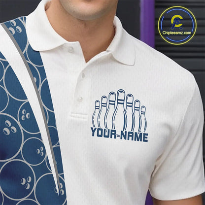 Black And Navy Blue Custom Retro Bowling Shirts For Men, Classic Vintage Bowling Team Shirt IPHW7413