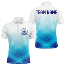 Load image into Gallery viewer, Custom Blue Bowling Team Polo Shirts For Men, Bowling Tournament Bowling League Shirt IPHW8539