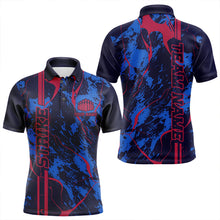 Load image into Gallery viewer, Custom Blue And Red Strike Bowling Polo Shirts For Men, Bowling League Team Uniform IPHW8858