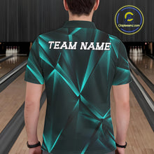 Load image into Gallery viewer, Person wearing a green and black bowling shirt with 'TEAM NAME' on the back, standing in a bowling alley.