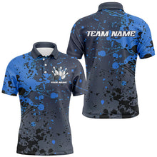 Load image into Gallery viewer, Custom Blue Splatter Bowling Polo Shirts For Men, Custom Bowling Uniforms Bowling Jerseys IPHW7093