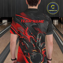 Load image into Gallery viewer, Black And Red Custom Flame Bowling Shirts For Men, Fire Bowling Team Shirt Bowler Jersey IPHW7931
