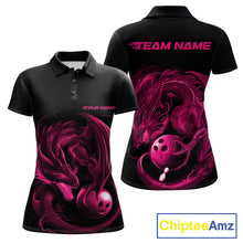 Load image into Gallery viewer, Custom Black And Pink Dragon Bowling Shirts, Bowling League Shirt Dragon Women Jersey IPHW10703