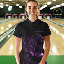 Load image into Gallery viewer, Custom Black And Purple Dragon Bowling Shirts, Bowling League Shirt Dragon Women Jersey IPHW10704