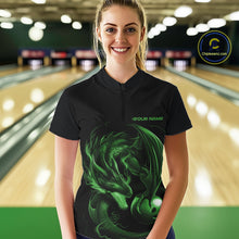 Load image into Gallery viewer, Custom Black And Green Dragon Bowling Shirts, Bowling League Shirt Dragon Women Jersey IPHW10705