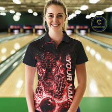 Load image into Gallery viewer, Custom Red Flaming Leopard Bowling Shirts For Women, Fire Bowling Team Shirt Bowler Uniform IPHW10712