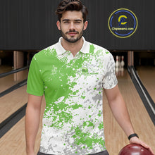 Load image into Gallery viewer, Custom Green Splatter Bowling Team Men Polo Shirt, Bowling League Shirt Bowler Jerseys IPHW11262