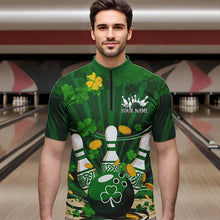 Load image into Gallery viewer, Custom Green St Patrick'S Day Bowling Quarter-Zip Shirts For Men, Celtic Team Bowling Outfits IPHW8375